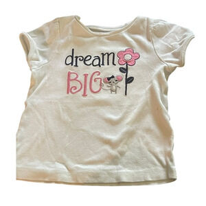 Gymboree 3T Short Sleeve White  Dream Big Jersey Knit Embroidered T-Shirt